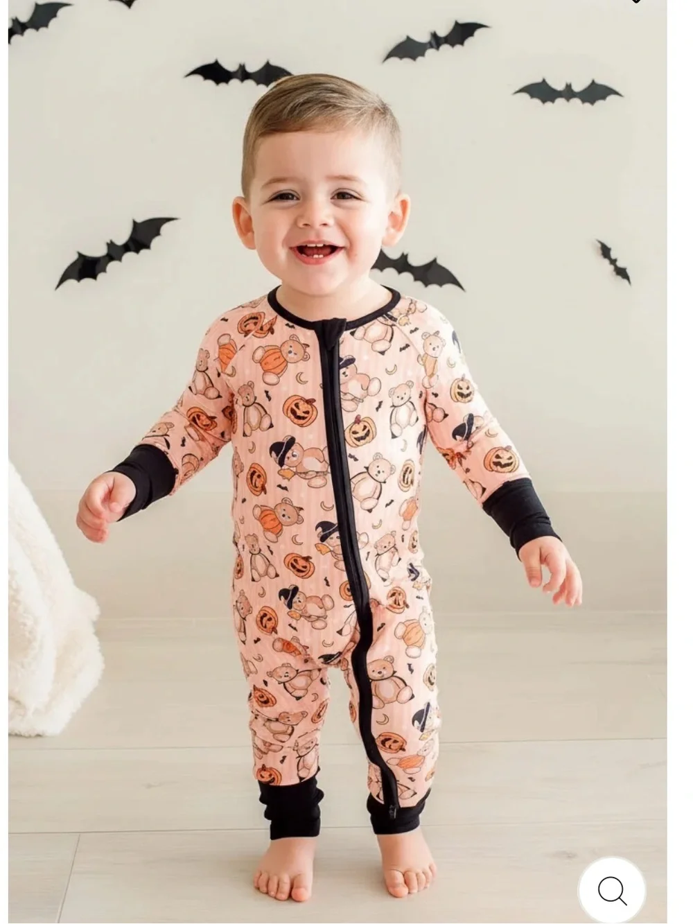 Caden Lane Halloween Beary Scary Bamboo Convertible Zip Romper Pajama NWT